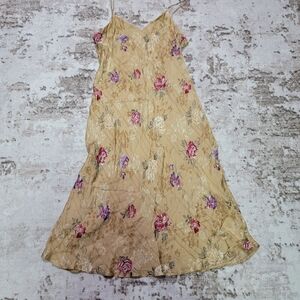 VTG August Silk Beige Floral Slip Dress/ Intimates Size Large